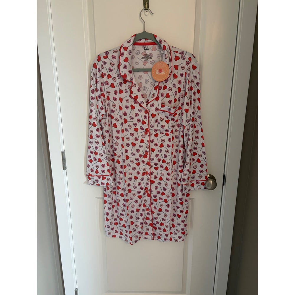 Dream Big Little‎ Valentine Hearts Lollipops Pajama Nightgown Shirt M